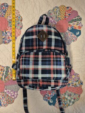 Plaid Denim Backpack